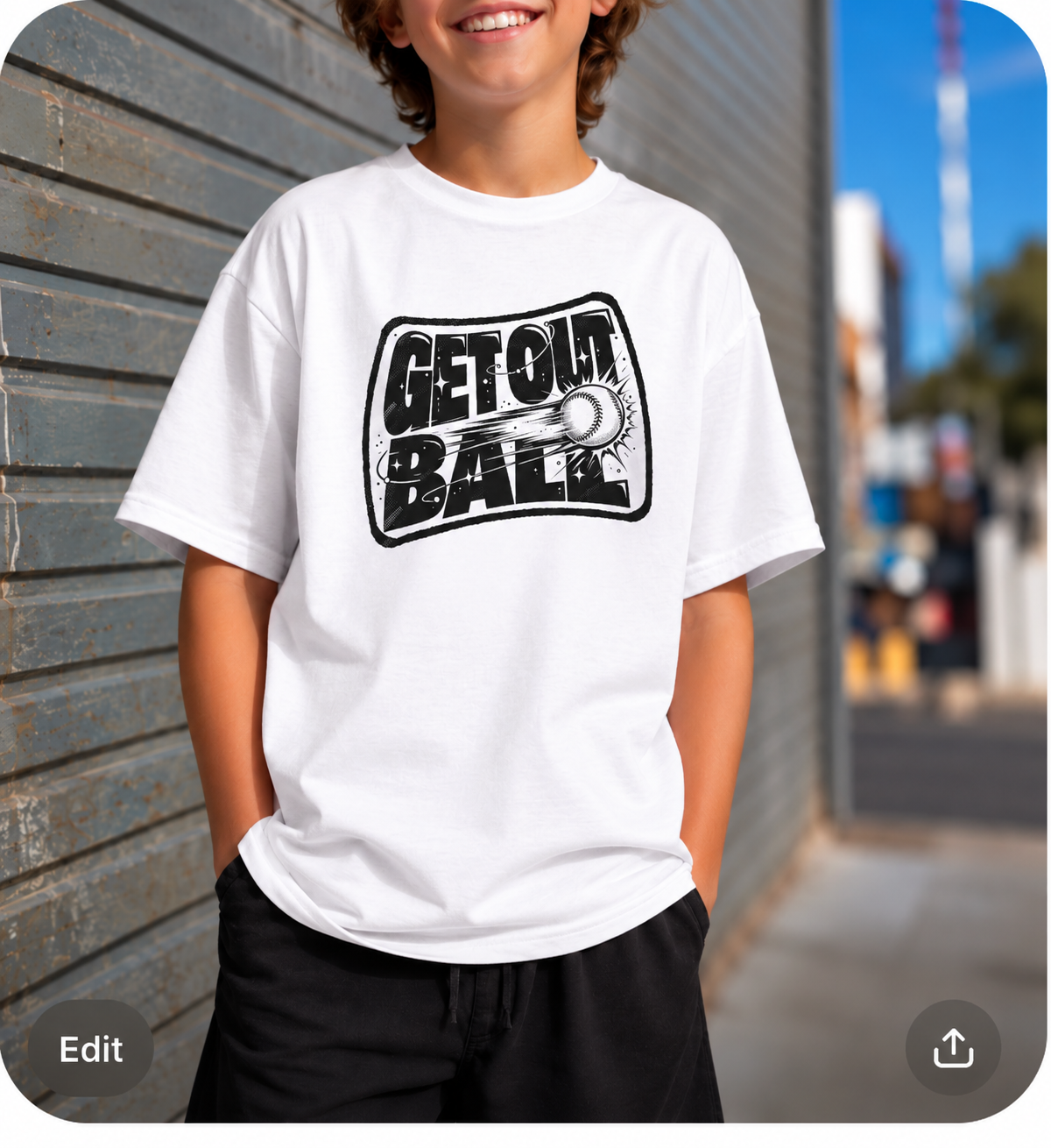 Kids Tee — "GET OT BALL" Vintage Baseball Graphic