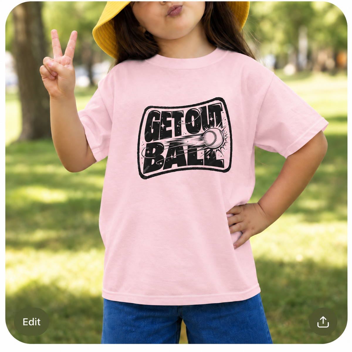 Kids Tee — "GET OT BALL" Vintage Baseball Graphic