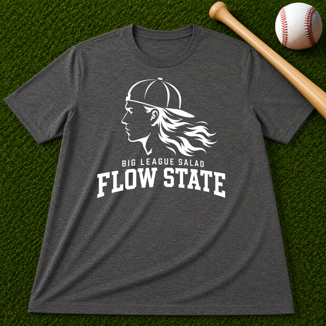 Flow State White Logo T-Shirt — Retro Athlete Graphic Tee