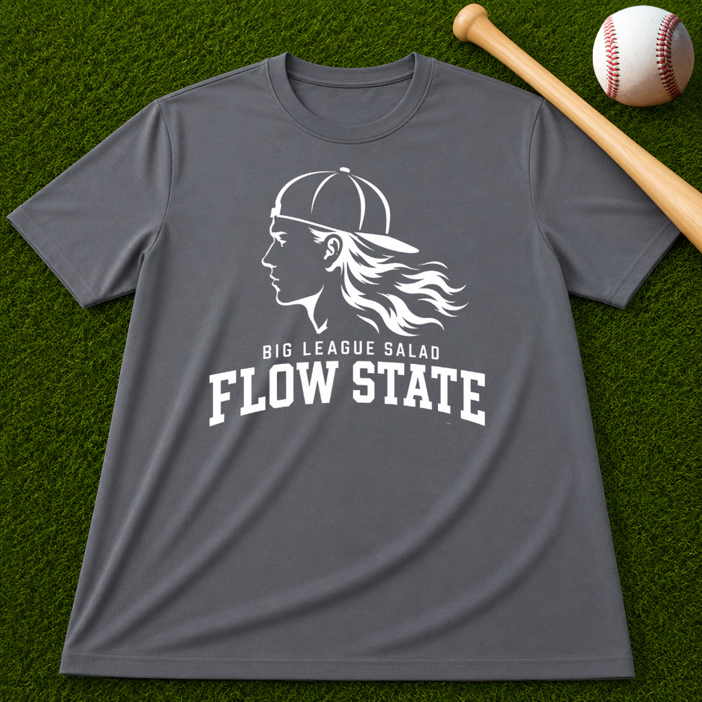 Flow State White Logo T-Shirt — Retro Athlete Graphic Tee