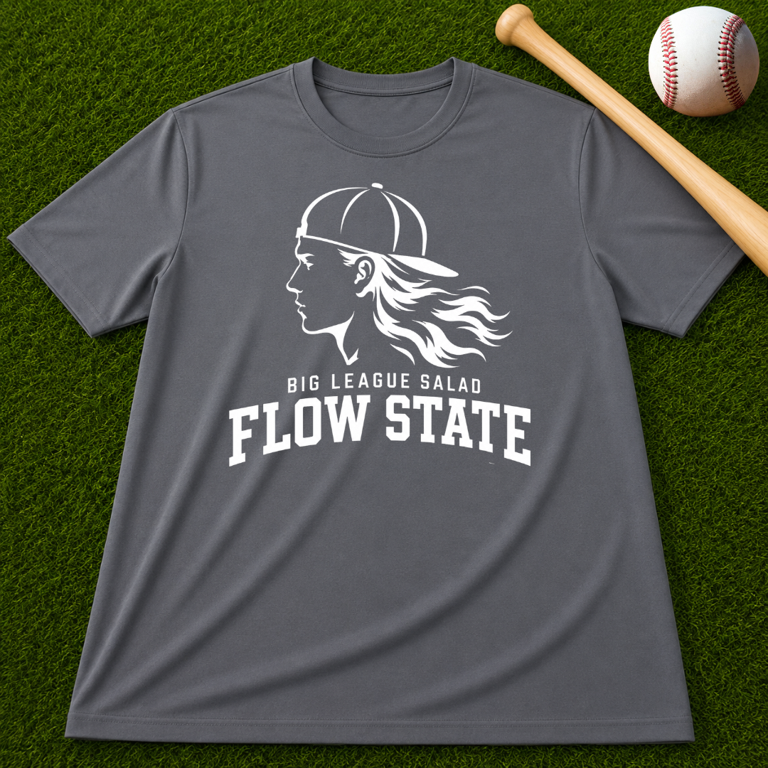 Flow State White Logo T-Shirt — Retro Athlete Graphic Tee