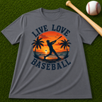 "Live Love Baseball" Sunset Palm Tee