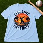 "Live Love Baseball" Sunset Palm Tee