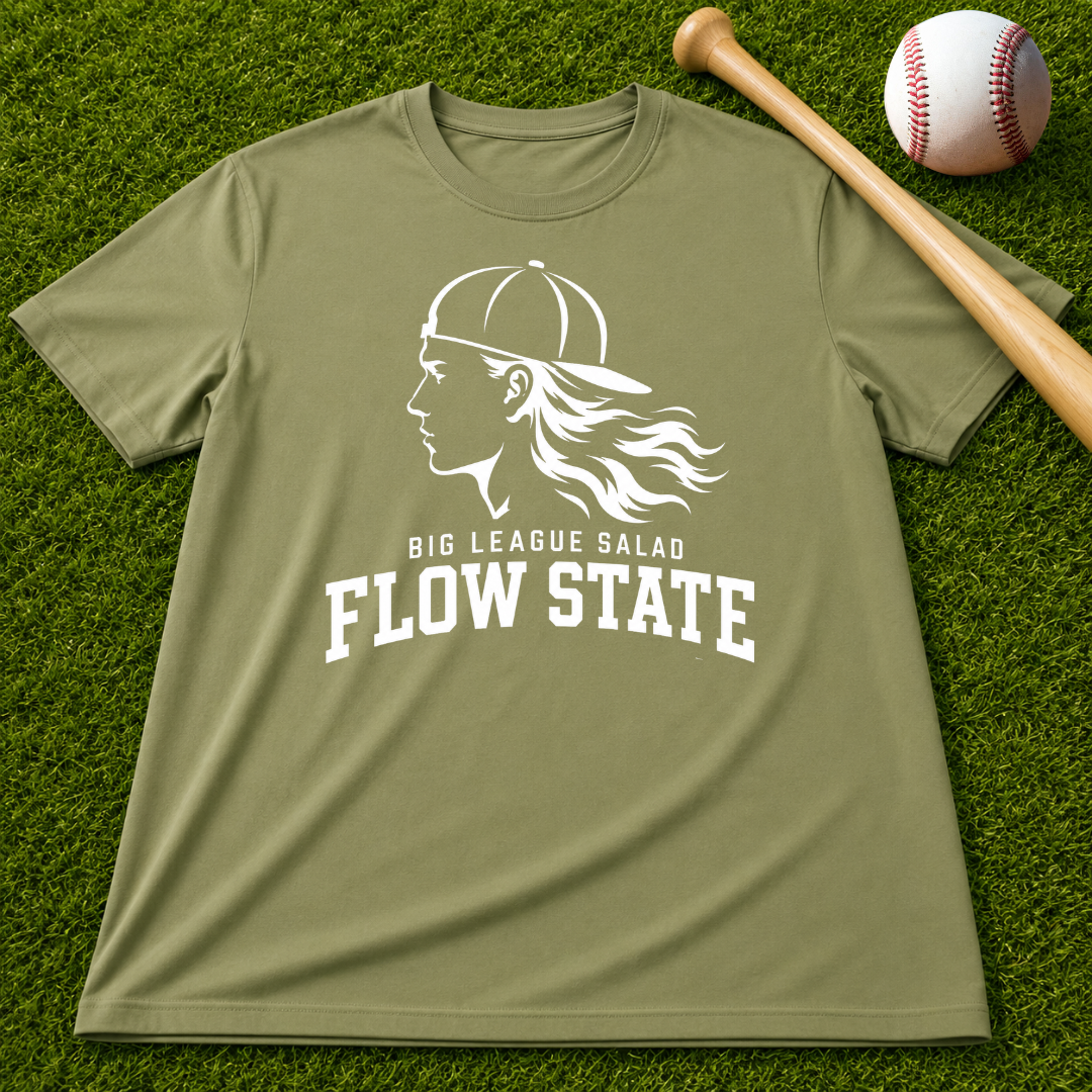 Flow State White Logo T-Shirt — Retro Athlete Graphic Tee