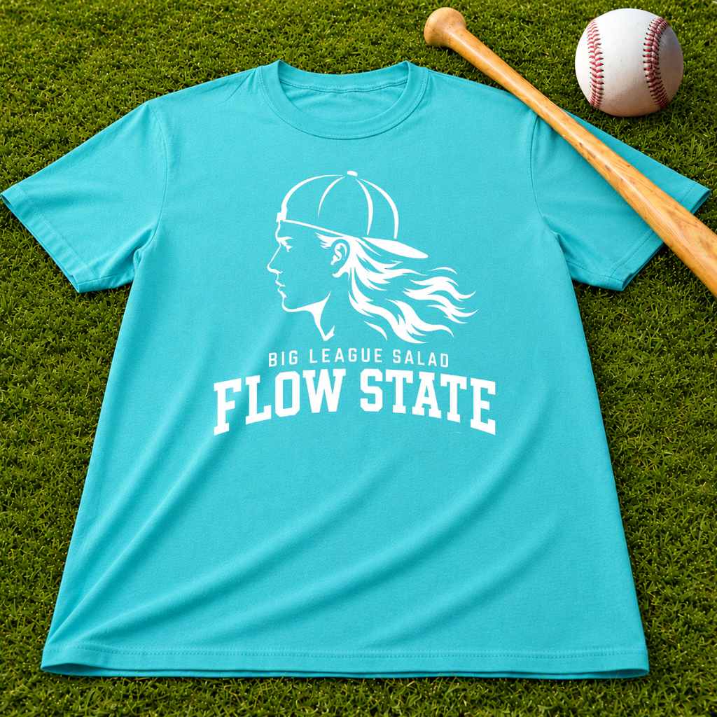 Flow State White Logo T-Shirt — Retro Athlete Graphic Tee