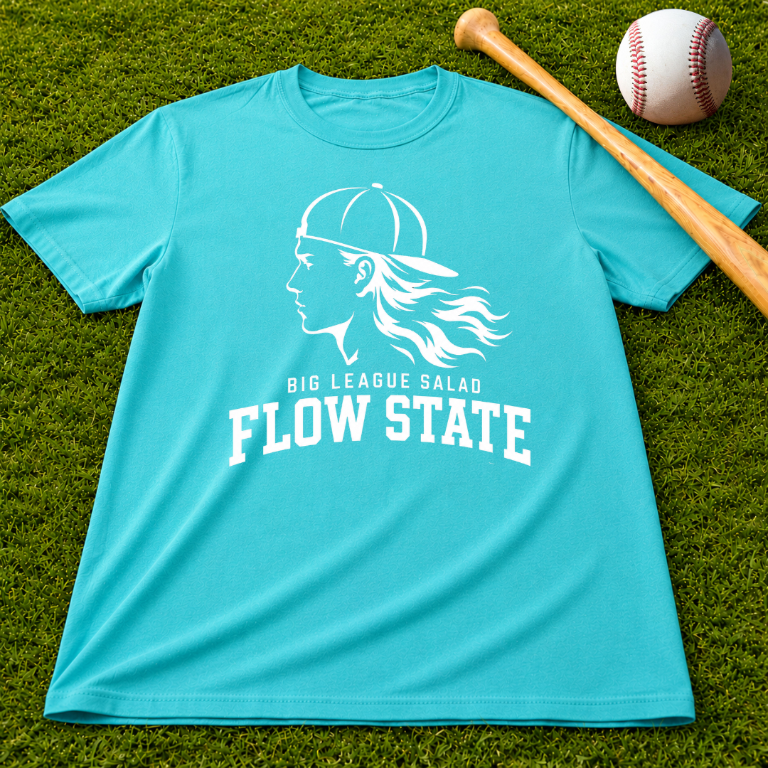 Flow State White Logo T-Shirt — Retro Athlete Graphic Tee