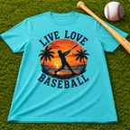 "Live Love Baseball" Sunset Palm Tee
