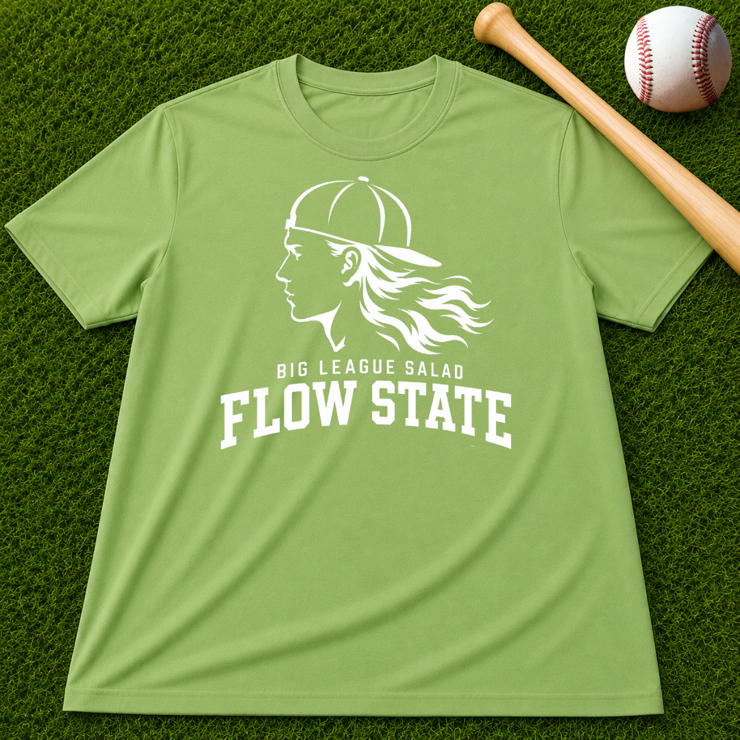 Flow State White Logo T-Shirt — Retro Athlete Graphic Tee
