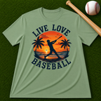 "Live Love Baseball" Sunset Palm Tee