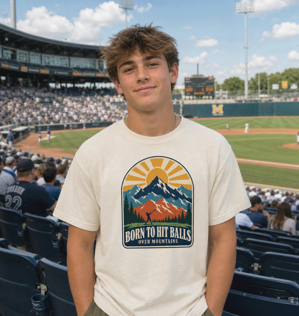 Born to Hit Balls Over Mountains T-Shirt — Unisex Vintage Mountain Comfort Colors Graphic Tee
