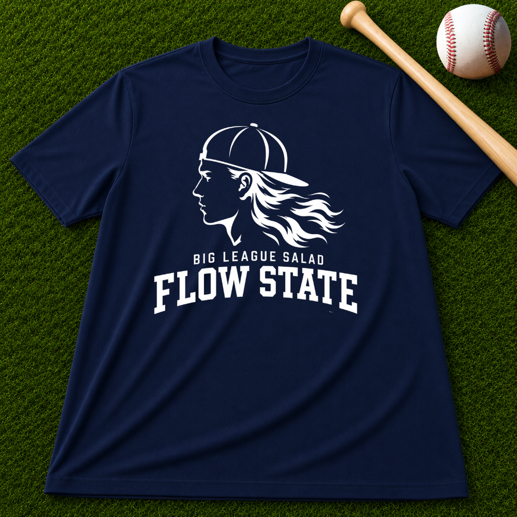 Flow State White Logo T-Shirt — Retro Athlete Graphic Tee