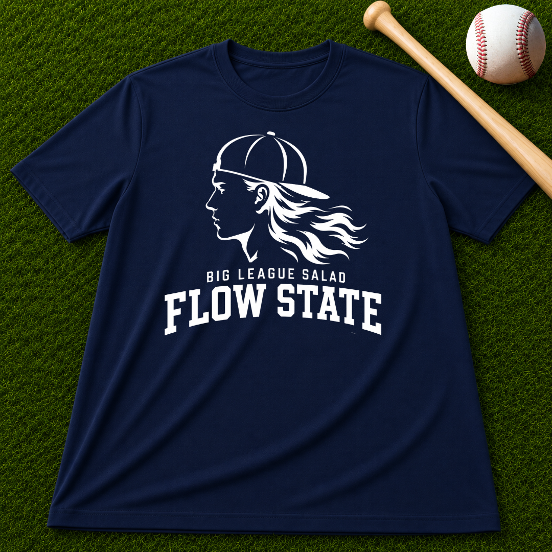 Flow State White Logo T-Shirt — Retro Athlete Graphic Tee