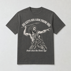 He Gets His Arm From Me Caveman Adult T-Shirt — "Dads since the Stone Age"