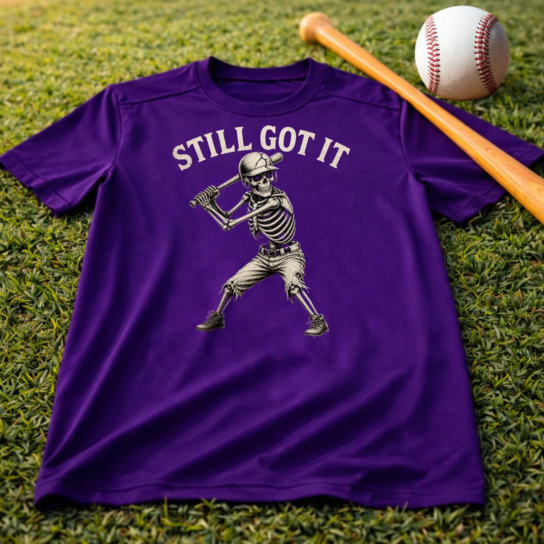 Still Got It Skeleton Baseball Tee — Vintage Baseball T‑Shirt for Fans