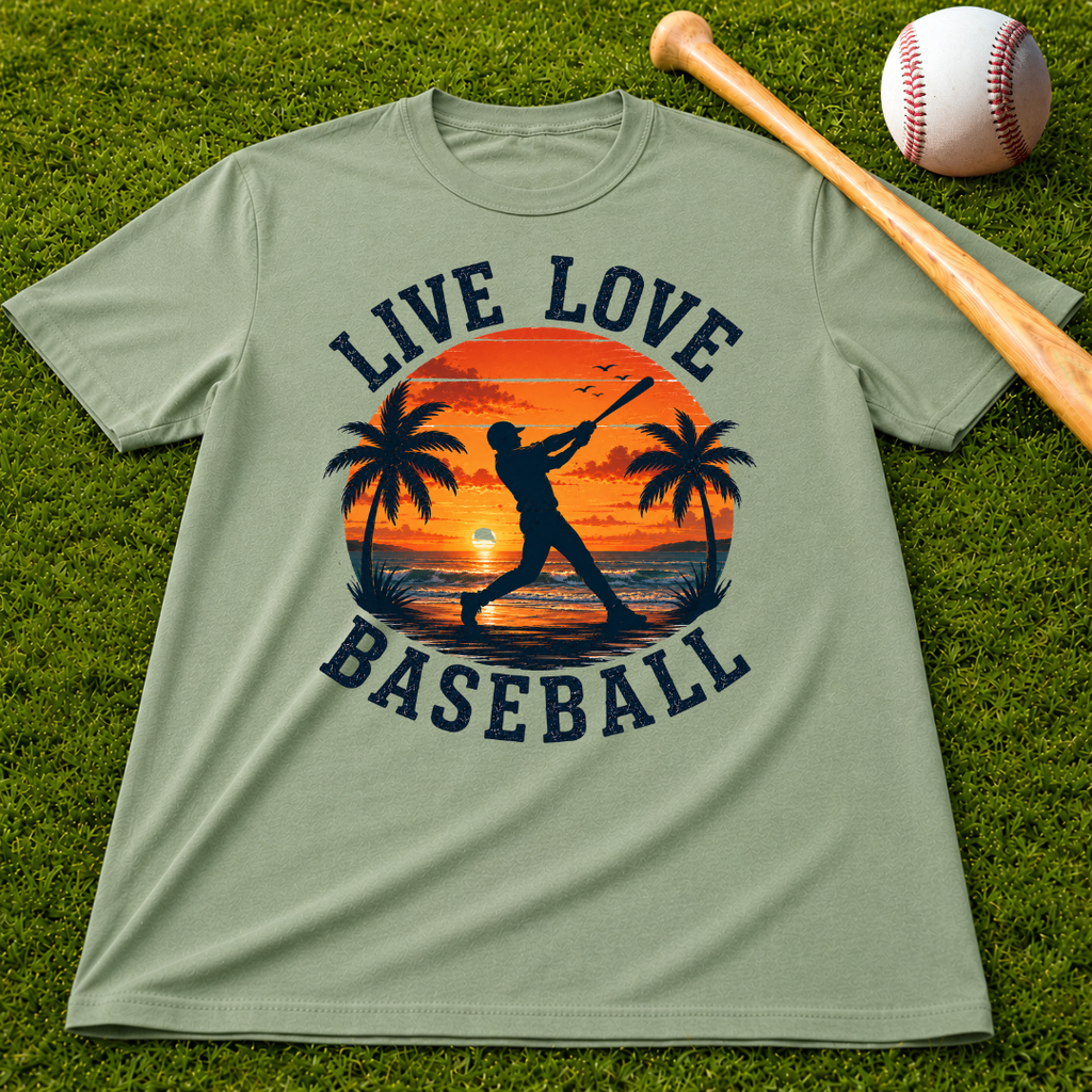 "Live Love Baseball" Sunset Palm Tee