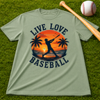 "Live Love Baseball" Sunset Palm Tee