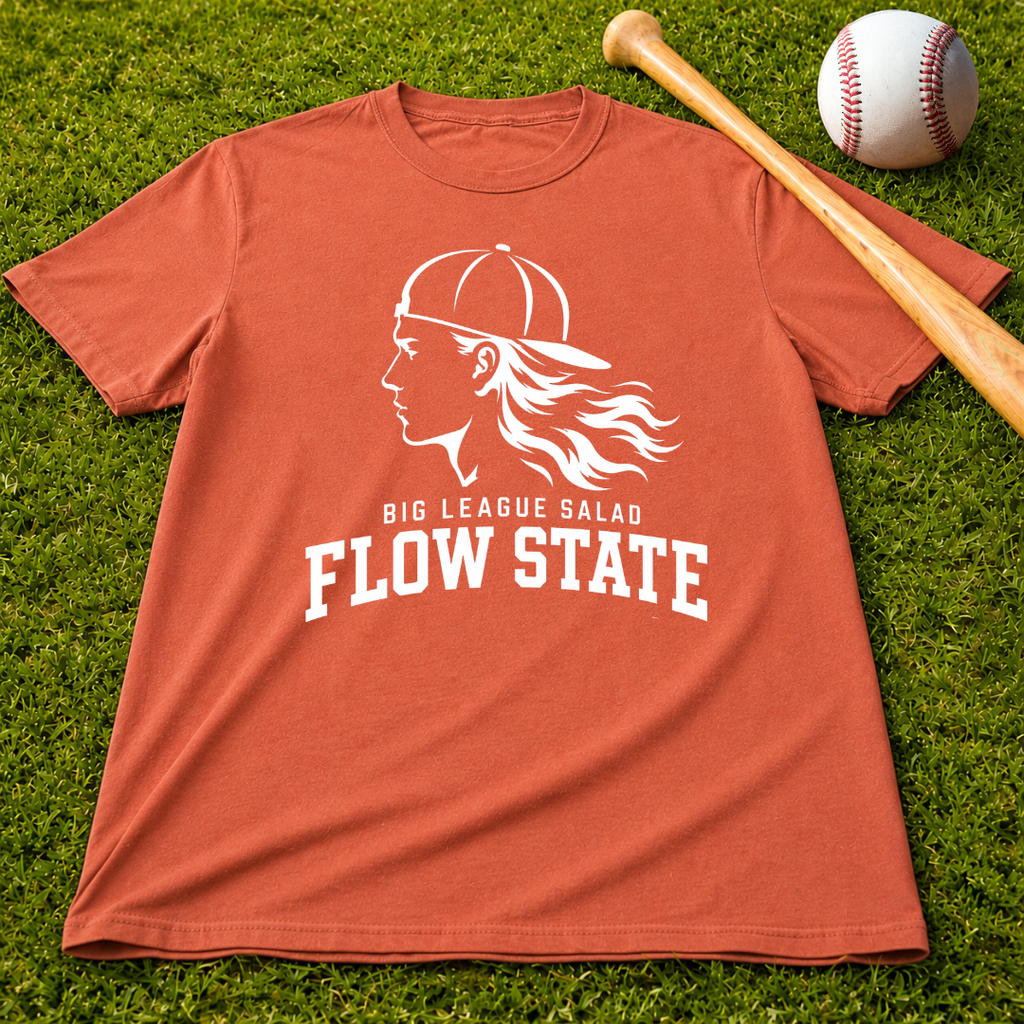 Flow State White Logo T-Shirt — Retro Athlete Graphic Tee