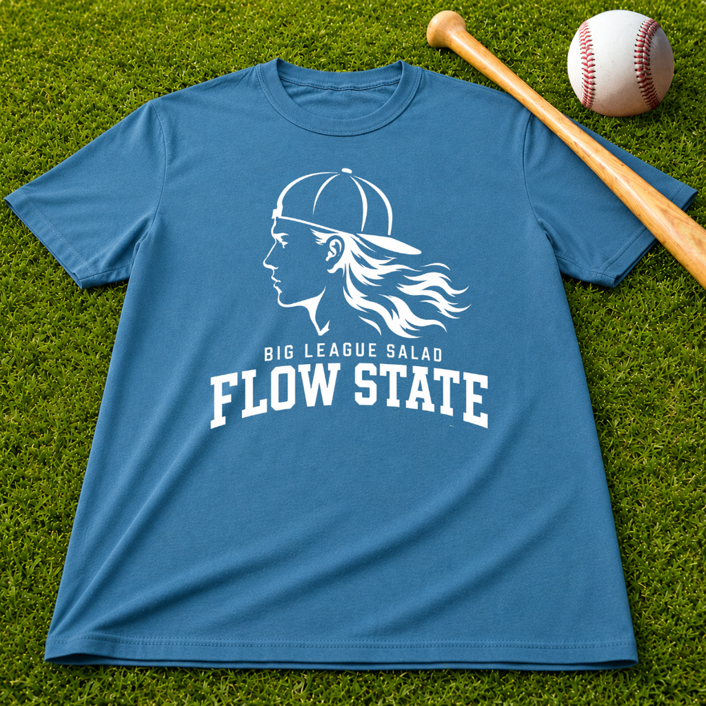 Flow State White Logo T-Shirt — Retro Athlete Graphic Tee