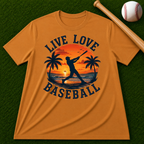 "Live Love Baseball" Sunset Palm Tee
